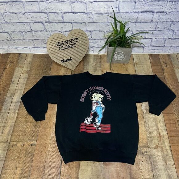 Vintage Betty Boop Bobby-Soxer Betty Crewneck Sweatshirt Size M - Picture 3 of 10